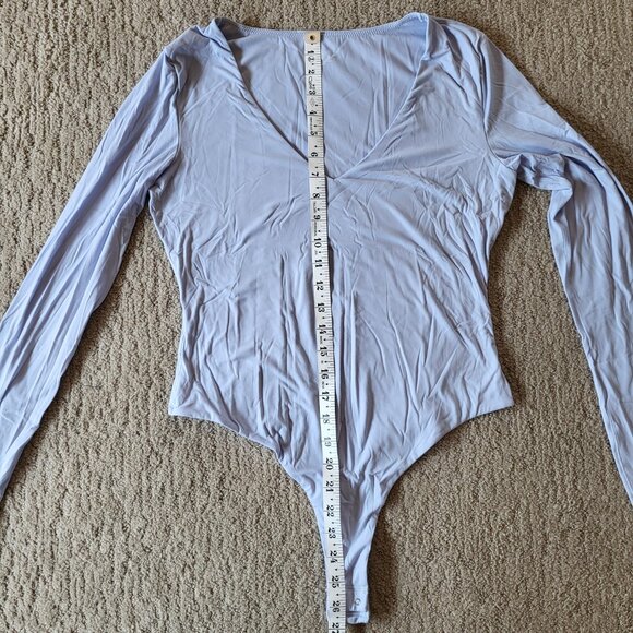 Women’s Long Sleeve V-Neck Bodysuit – Light Blue – NIP – Shaperx - Picture 6 of 12